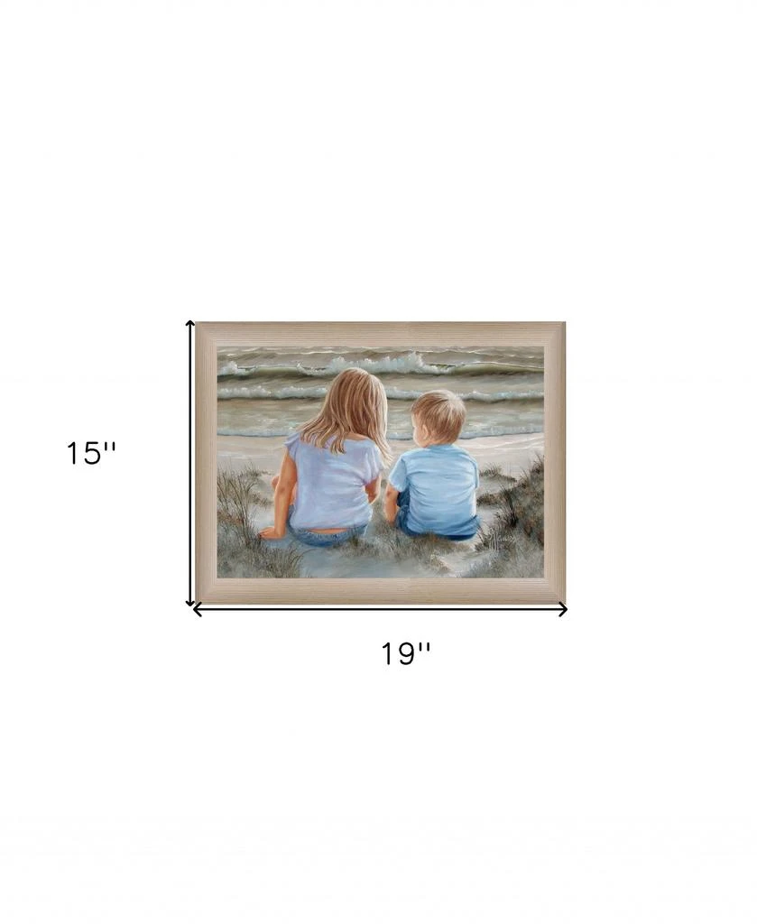 Hivvago Boy and Girl Sitting in Dunes Brown Framed Print Wall Art 5