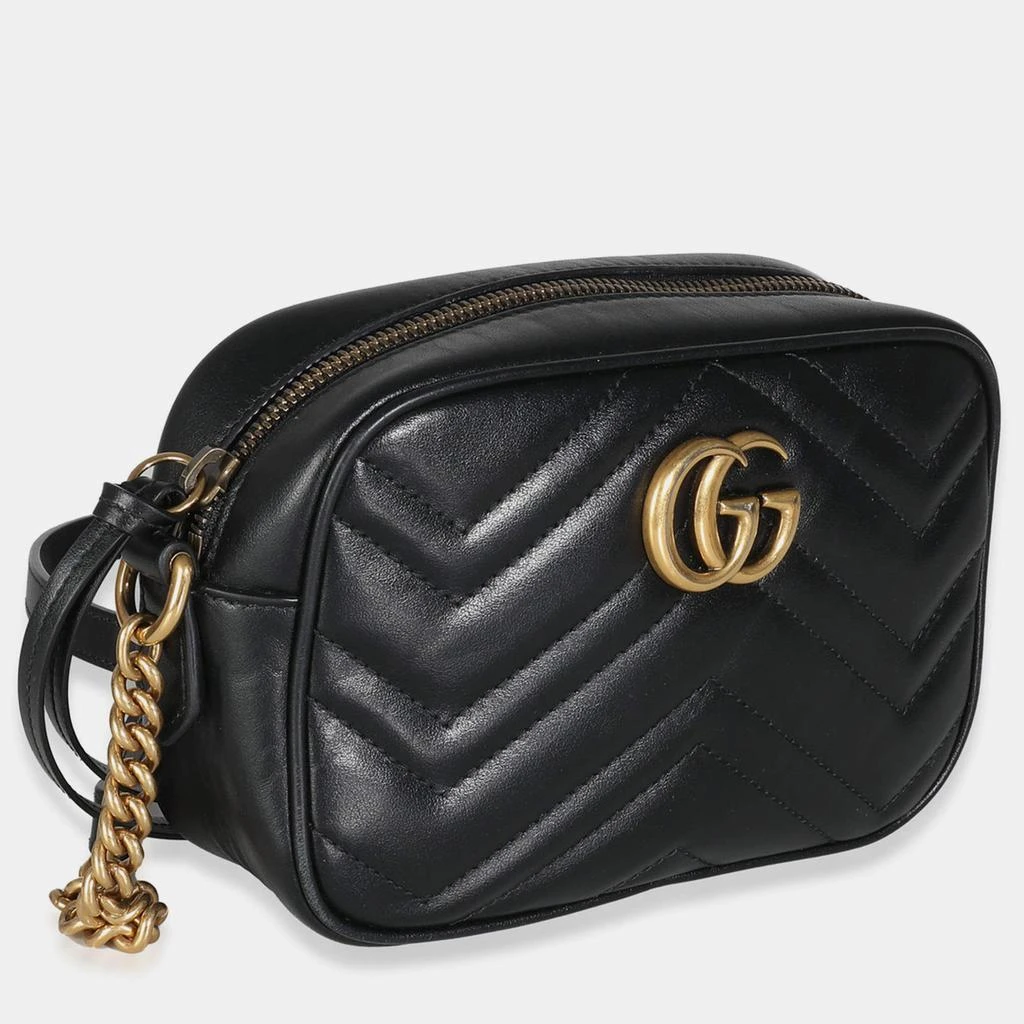Gucci Gucci Black Leather Mini GG Marmont Camera Shoulder Bag 2