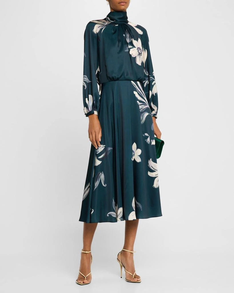 Teri Jon Floral-Print Twill Midi Dress 4