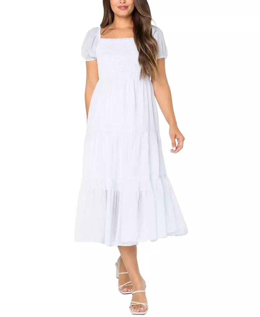 Celebrity Pink Juniors' Smocked Puff-Sleeve Midi Dress 1