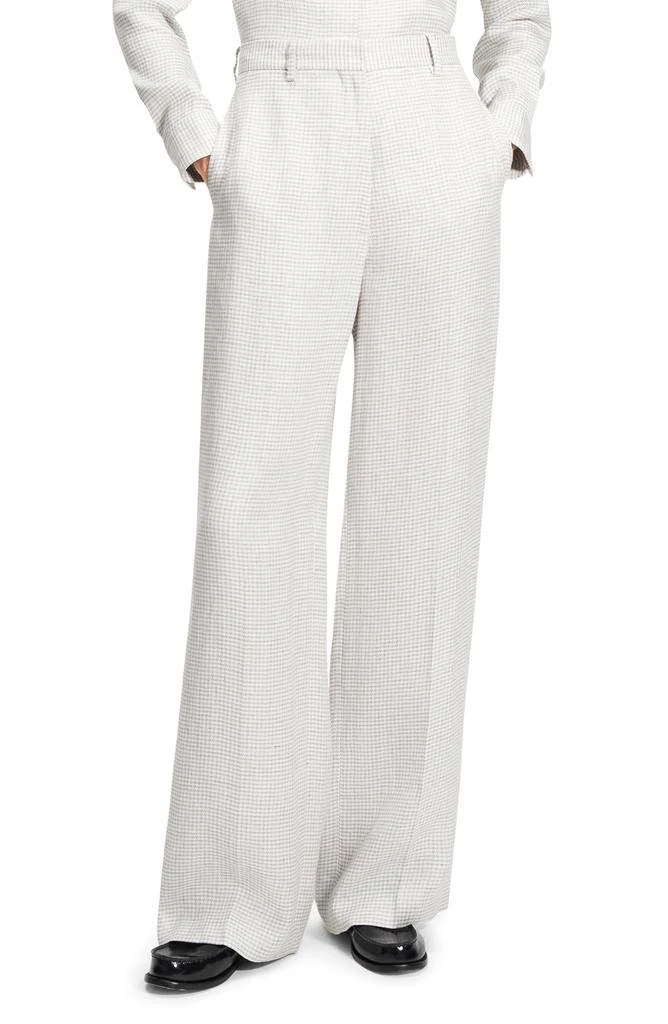 Theory B.Mel Houndstooth Check Linen Blend Pants 1