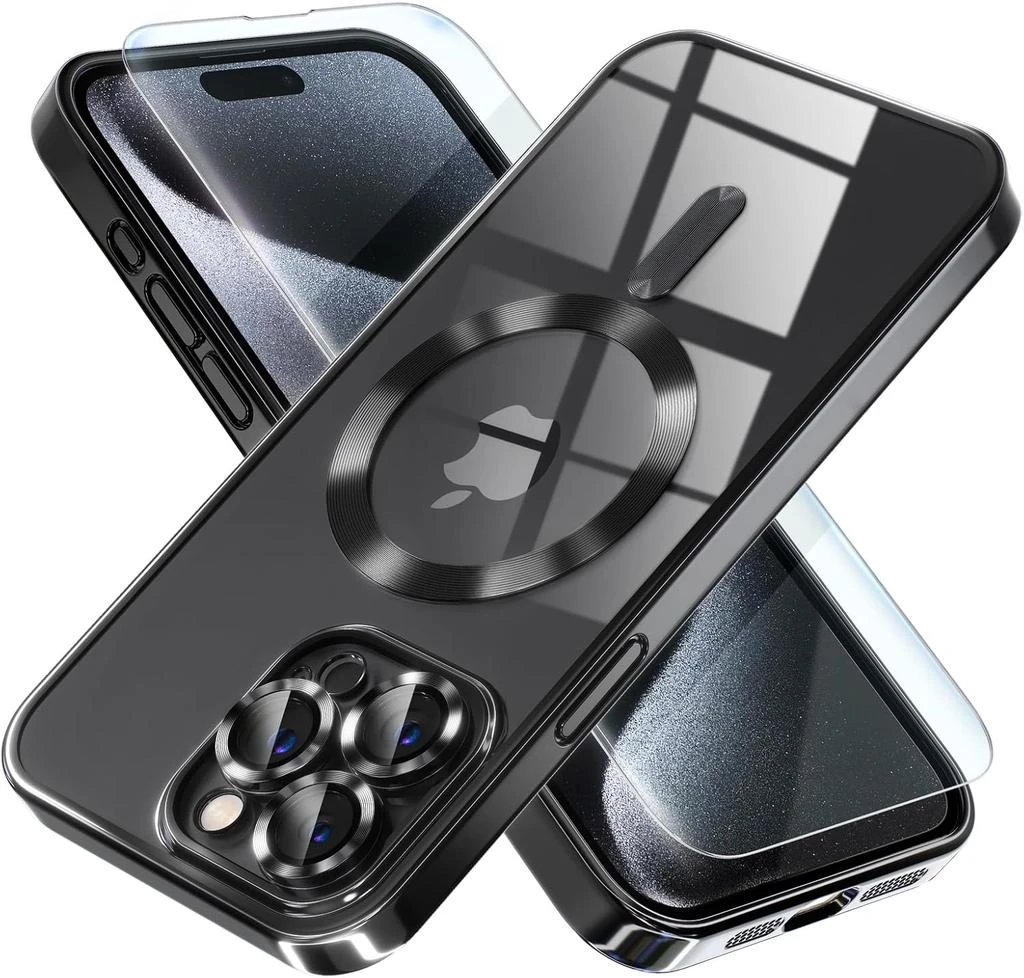 ENTRONIX Entronix Bundle Compatible with iPhone 15 Pro Max - [Magnetic] Luxury Glossy Case 
1 Clear Screen Protector 7