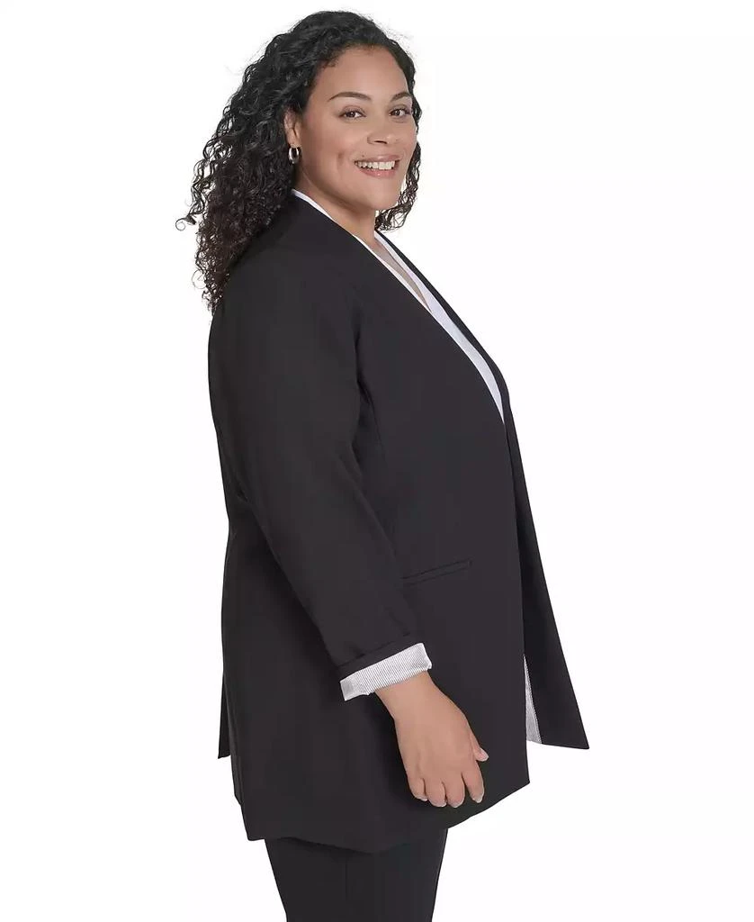Calvin Klein Plus Size Collarless Open-Front Topper Jacket 2