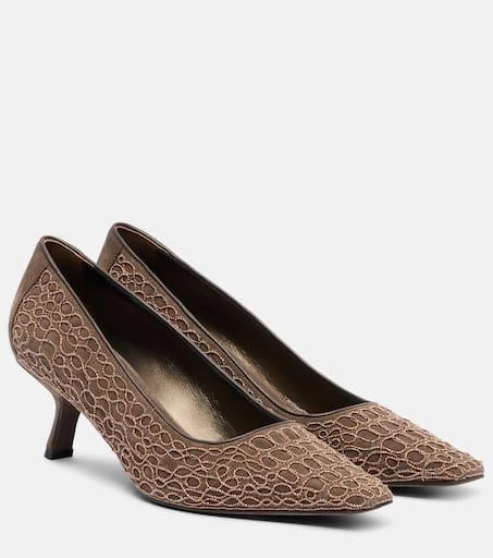 Brunello Cucinelli Embellished suede pumps 1