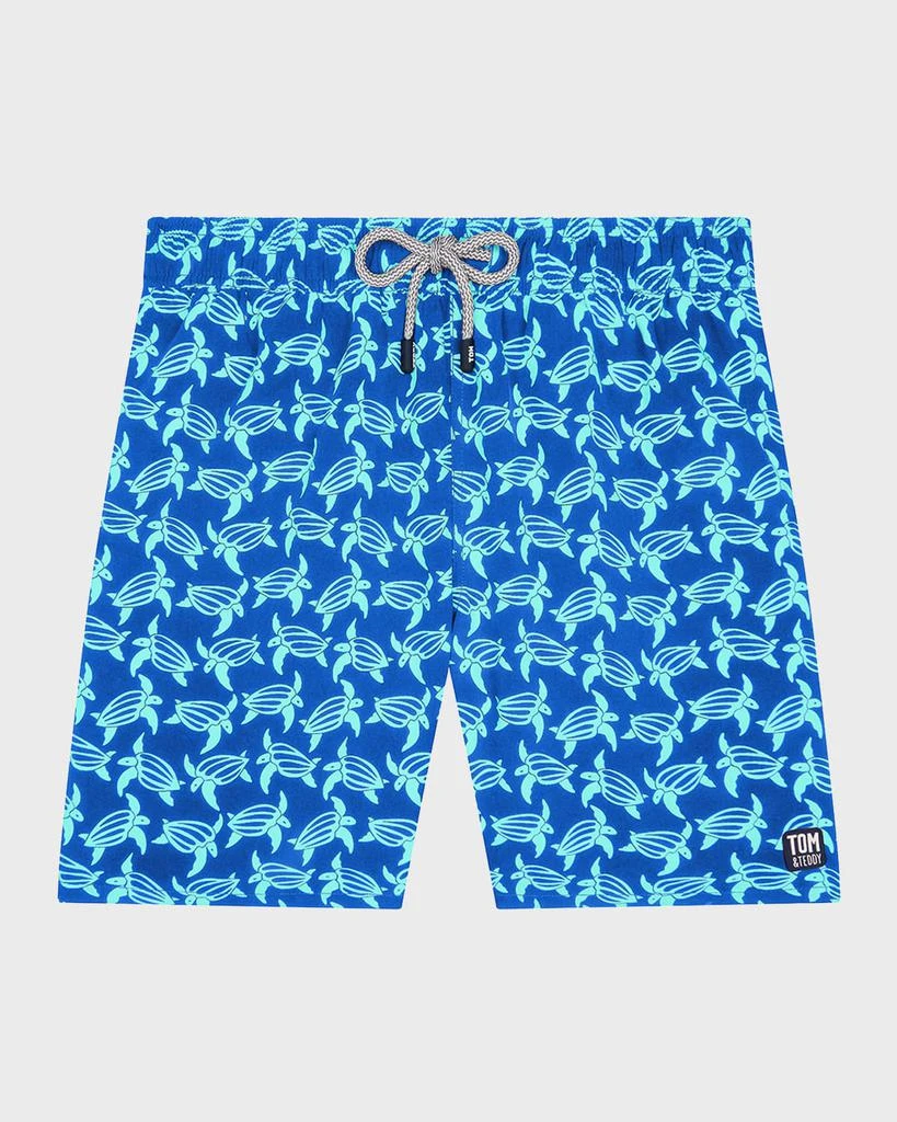 Tom & Teddy Men's Turtle-Print Swim Trunks 2