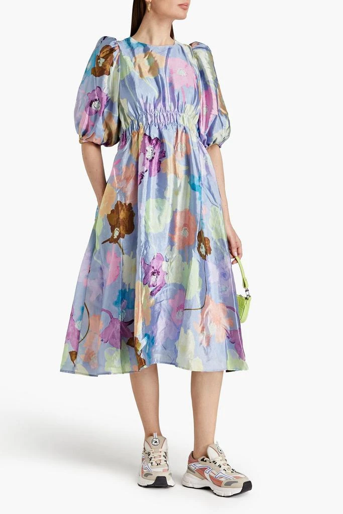 Stine Goya Elisabeth floral-print gathered satin-crepe midi dress 2
