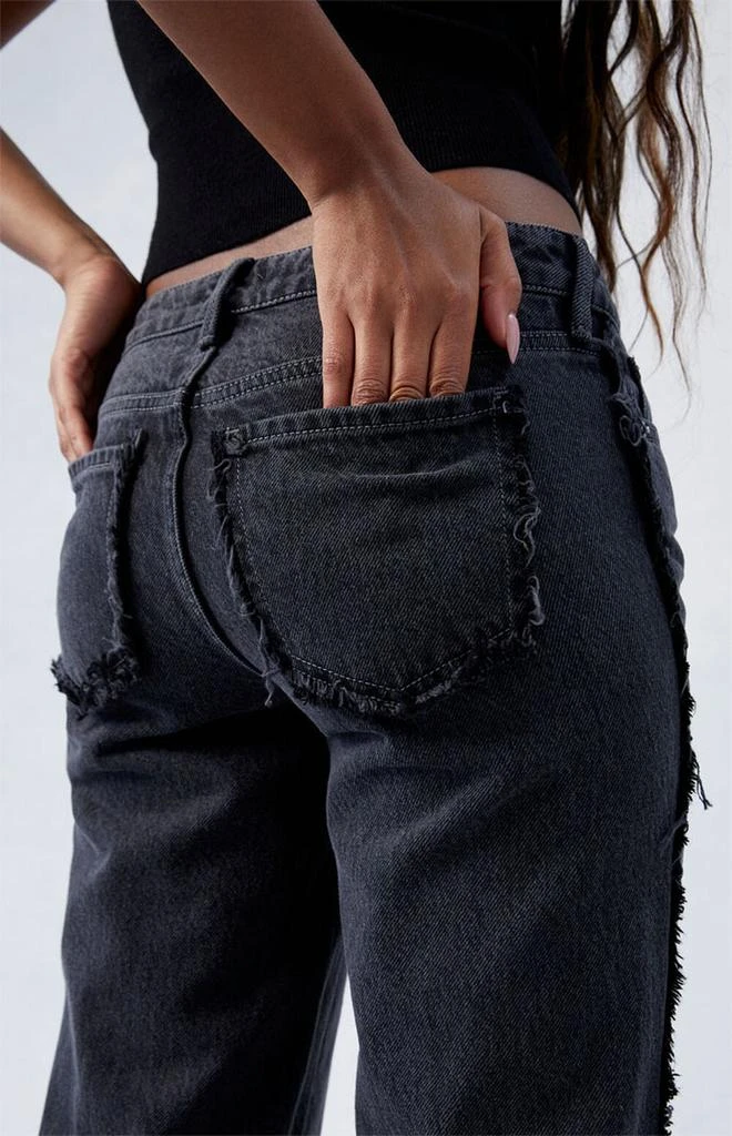 PacSun Black Frayed Wren Low Rise Wide Leg Jeans 5