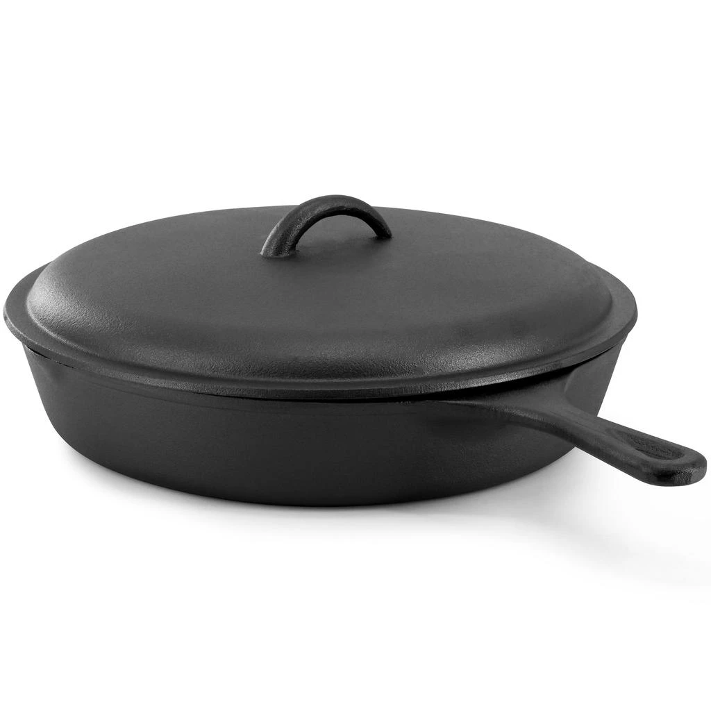 Megachef 12 Inch Pre-Seasoned Cast Iron Skillet with Cast Iron Lid 4