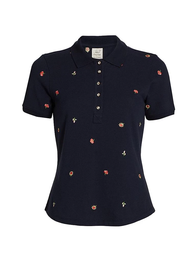 Cinq à Sept Diana Embroidered Polo Top 1