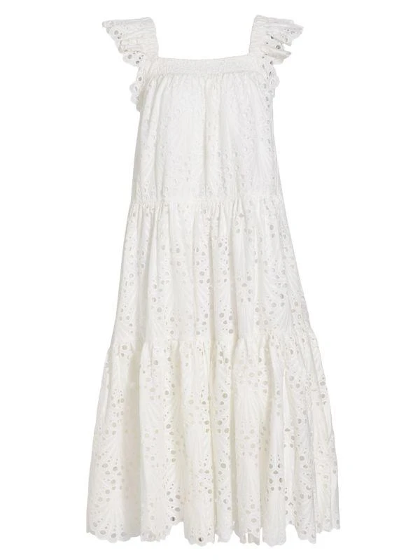 Charina Sarte L’Amour Eyelet Flutter-Sleeve Midi-Dress 6