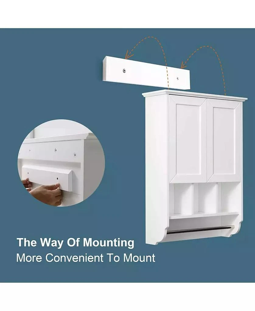 Vanirror 23x32" White Bathroom Wall Cabinet with Towel Bar
Adjustable Shelves - Over Storage for Bath, Kitchen, Laundry 5