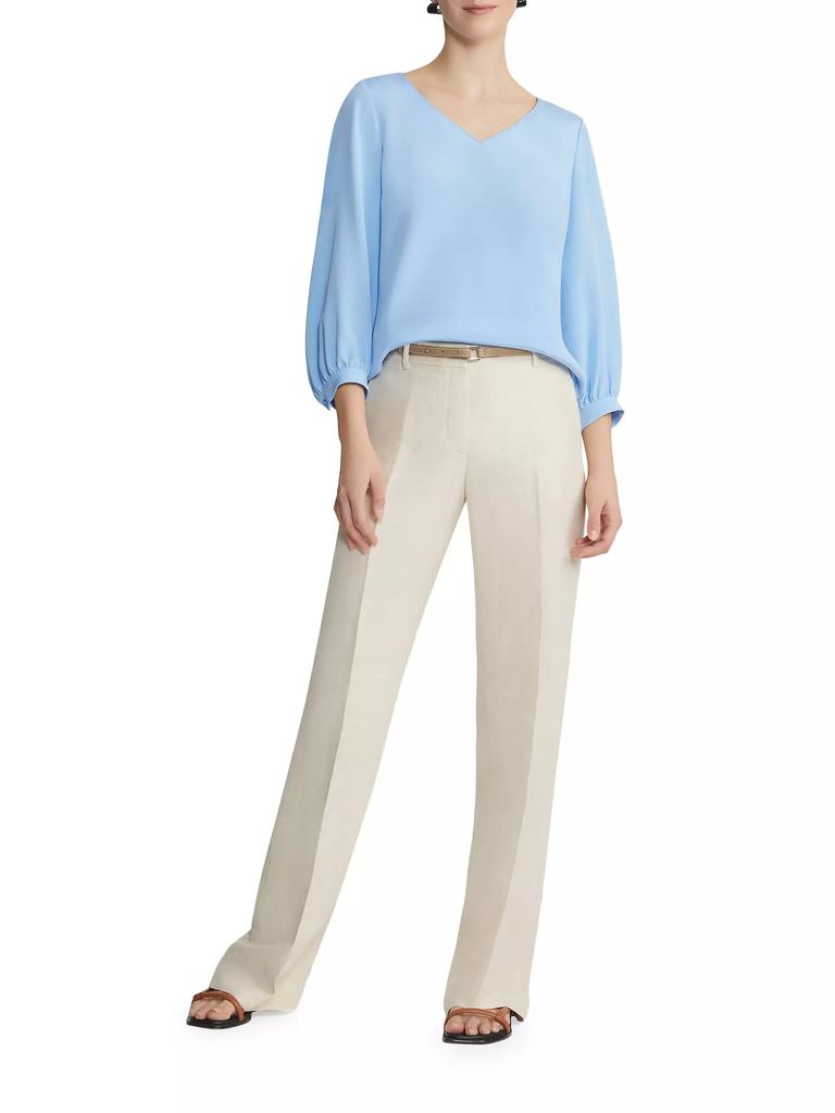 Lafayette 148 New York Lantern-Sleeve V-Neck Blouse