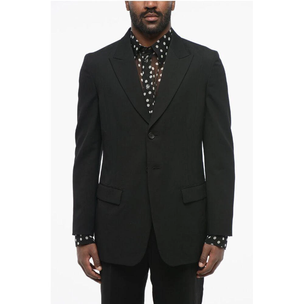 YOHJI YAMAMOTO Half-lined Wool Blazer with Peak Men's Lapel 1