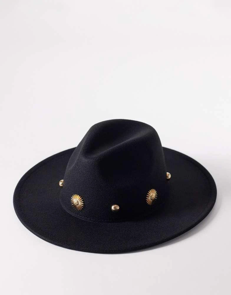 My Accessories My Accessories fedora gold studs hat in black