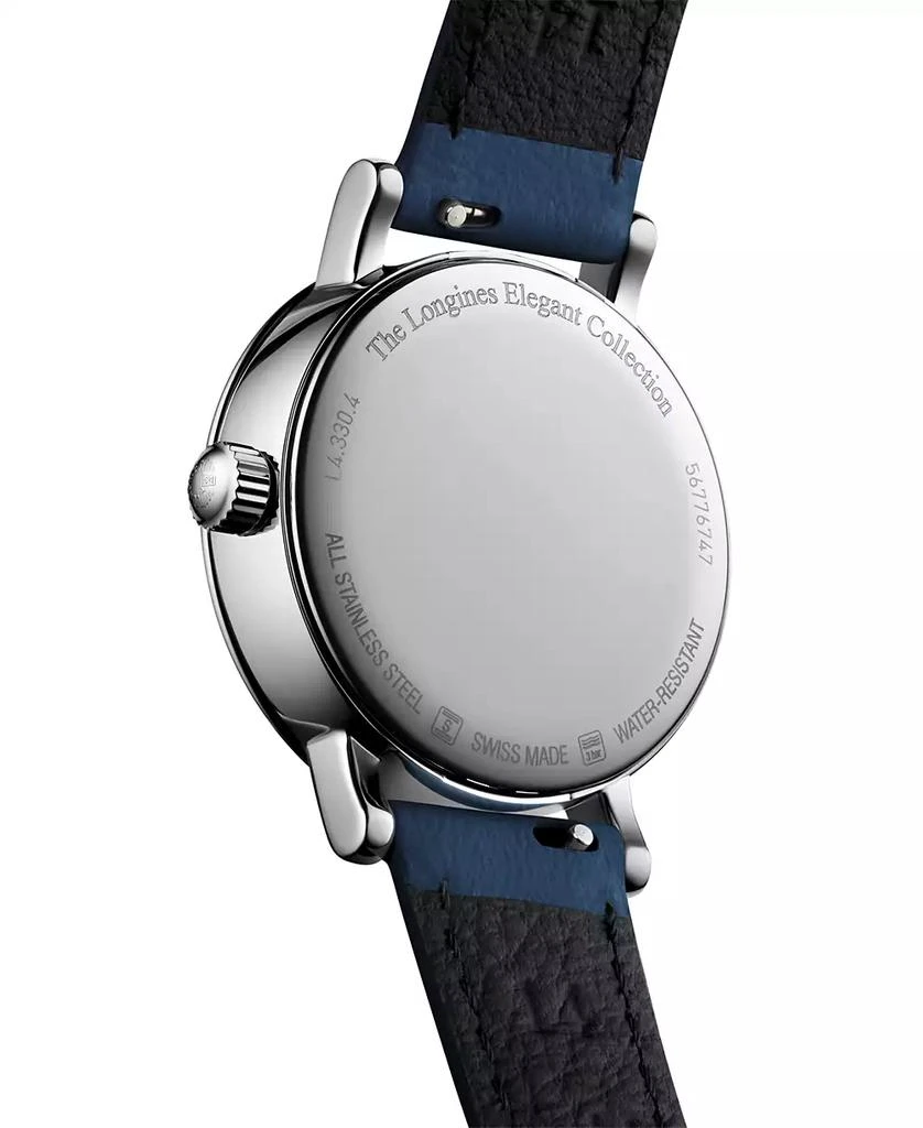 Longines Women's Swiss Elegant Moonphase Blue Leather Strap Watch 30mm 3