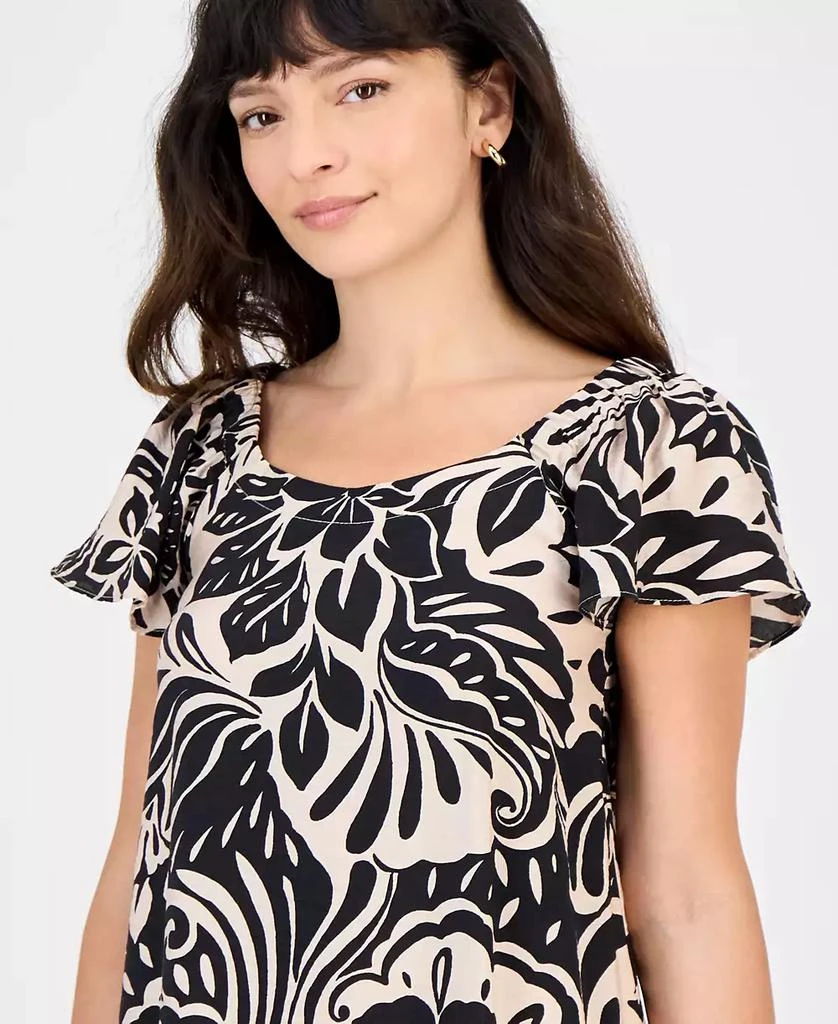 Robbie Bee Petite Printed Flutter-Sleeve Shift Dress 3