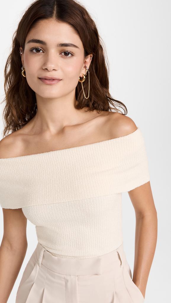 Pixie Market Popcorn Knit Off Shoulder Top