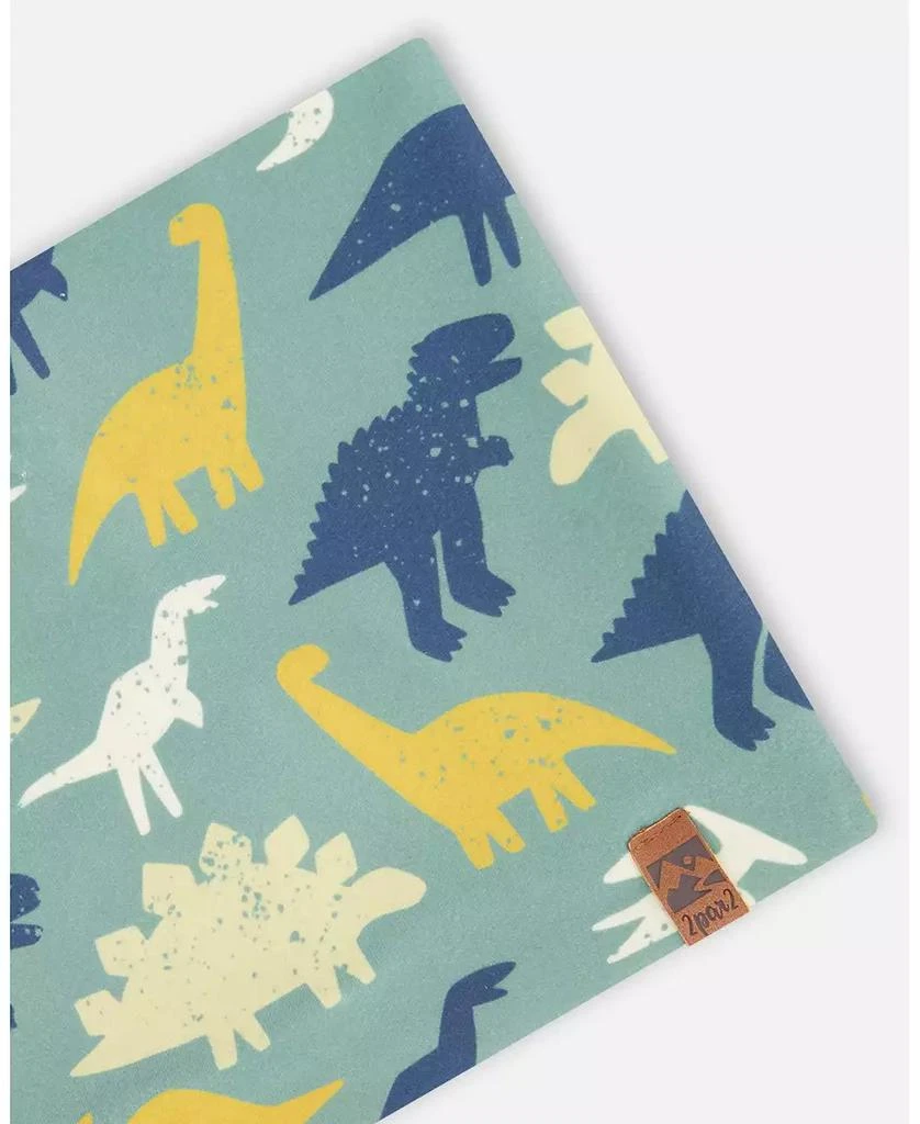 Deux par Deux Baby Boys Stretch Jersey Neck Tube Green Dinosaur Print 4