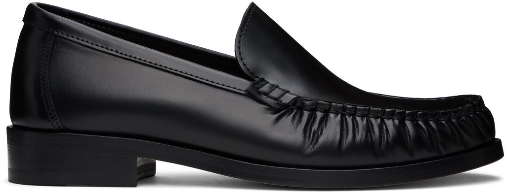 LEGRES Black Ruched Loafers