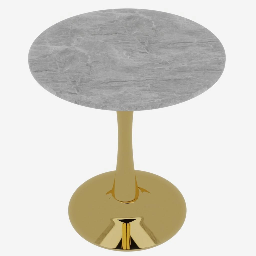 Streamdale Furniture Streamdale Gold 27.6" Mid-Century Modern Coffee/Dining Table with Round Marble Top. 2