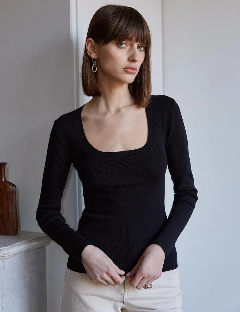 Pixie Market Black Scoop Neck Knit Top 3