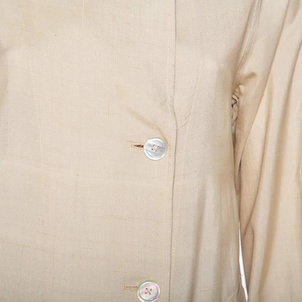 Ralph Lauren Ralph Lauren Beige Silk Button Front Lightweight Coat S 4
