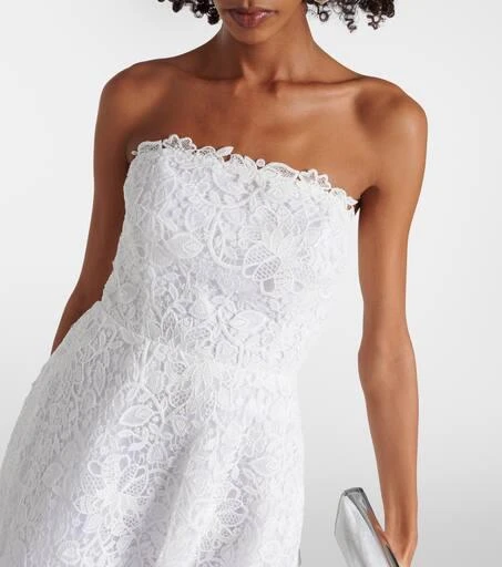 Carolina Herrera Strapless floral lace midi dress 4