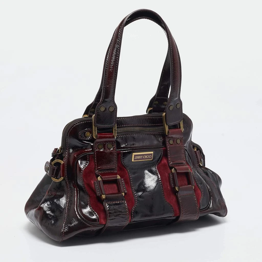 Jimmy Choo Jimmy Choo Burgundy Patent Leather and Suede Malena Satchel 3
