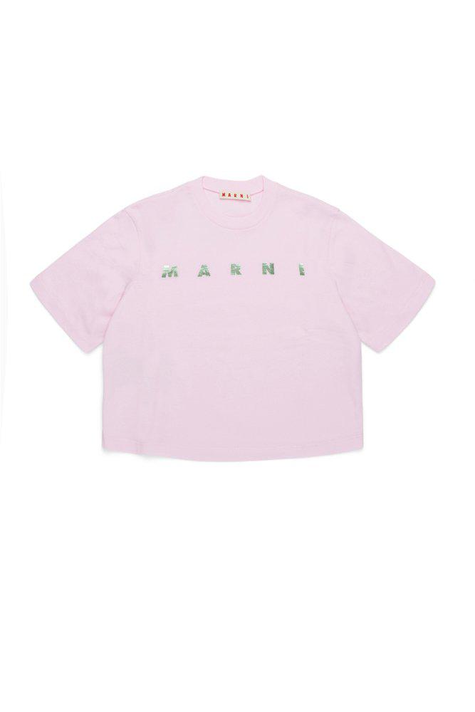 Marni Marni Kids Logo Printed Cropped T-Shirt