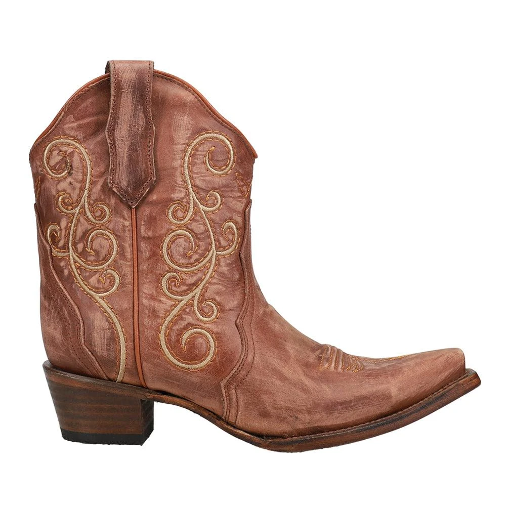 Circle G by Corral Triad Embroidered Snip Toe Pull On Cowboy Booties