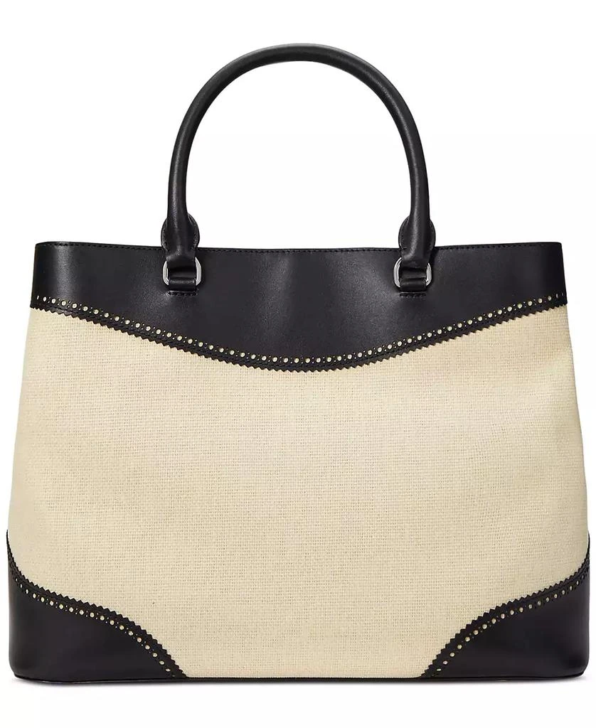 Ralph Lauren Marcy Straw & Leather Satchel 4