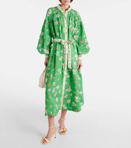 Alémais Printed linen midi dress