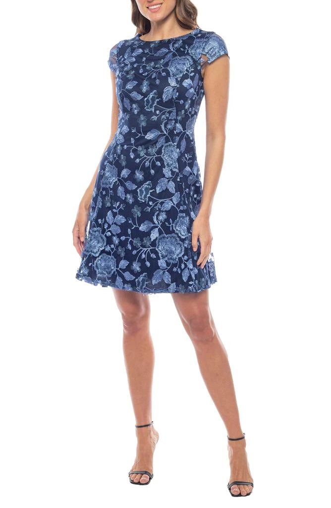 MARINA Embroidered Fit & Flare Dress 1