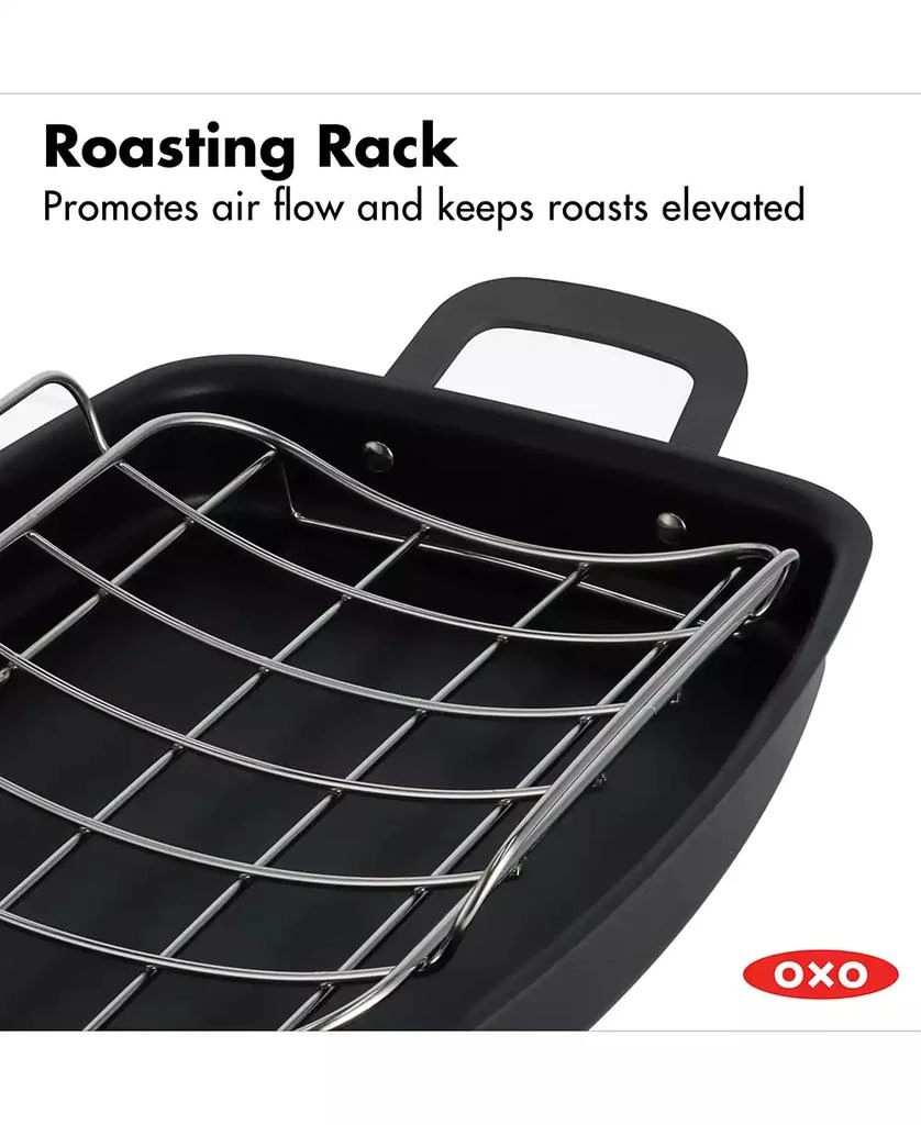 OXO Obsidian Carbon Steel Roaster Pan & Rack 5