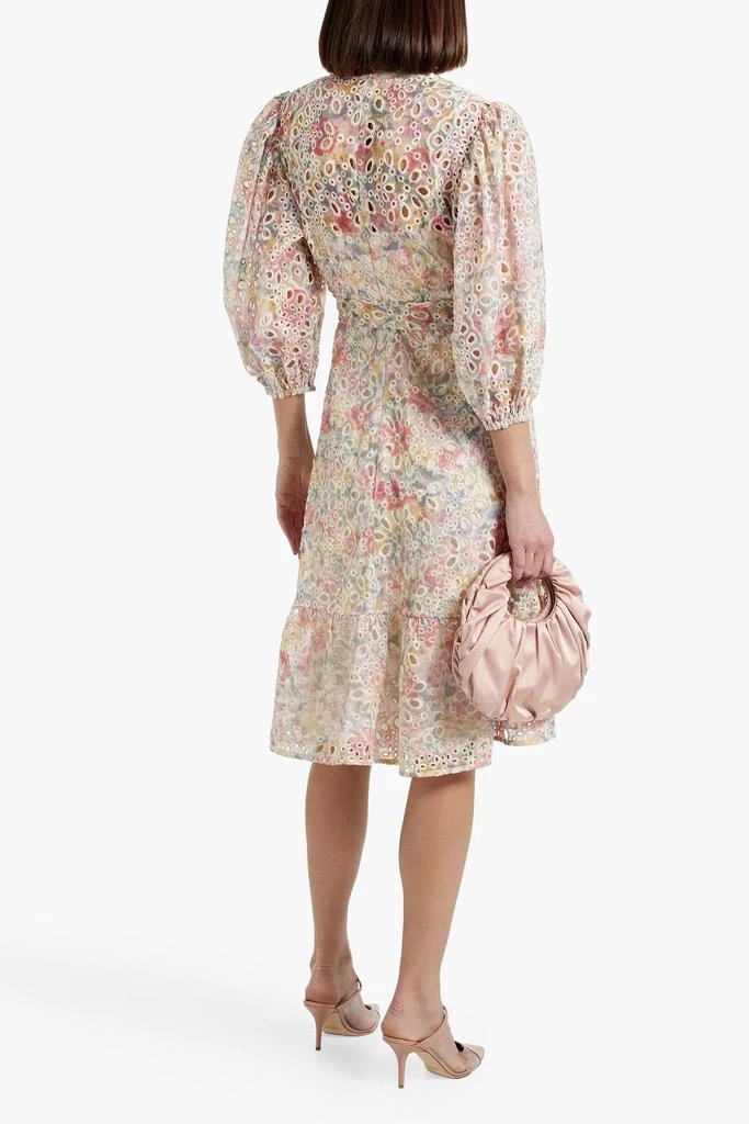 MIKAEL AGHAL Belted printed broderie anglaise midi dress 3