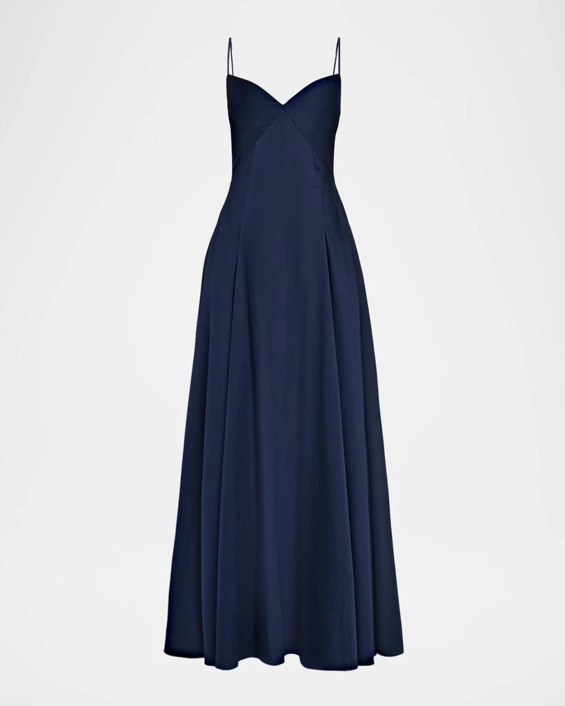 ROLAND MOURET Empire-Waist Sleeveless Taffeta Godet Gown 1