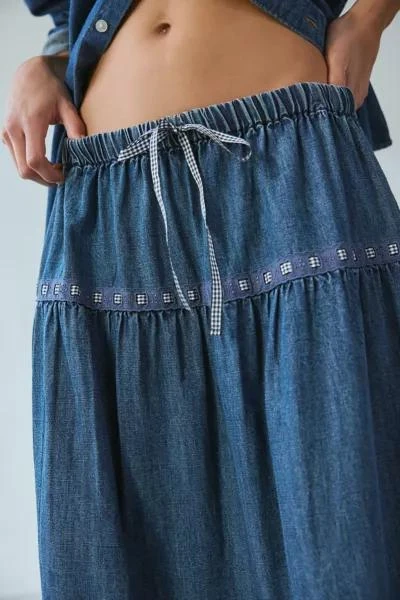 Kimchi Blue Kimchi Blue Laina Tiered Prairie Denim Midi Skirt 4