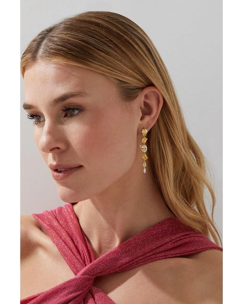 Nadri Palm Springs Yellow Mixed Cut Stone Linear Drop Earrings 2