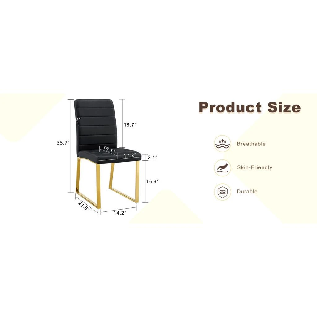 Streamdale Furniture Streamdale 4-Pack Heavy-duty Chairs: 2.1" Cushion, Iron Frame, Home/Office Value 6