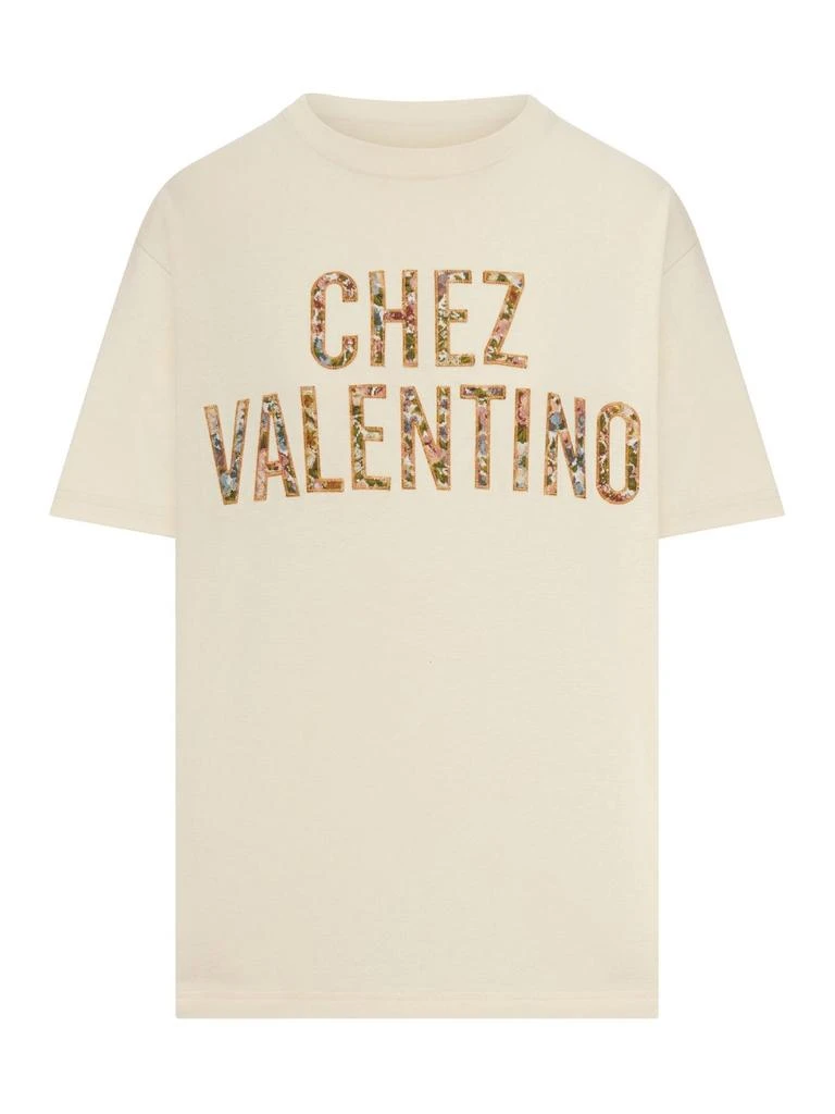 Valentino Valentino Logo Embroidered Crewneck T-Shirt 1