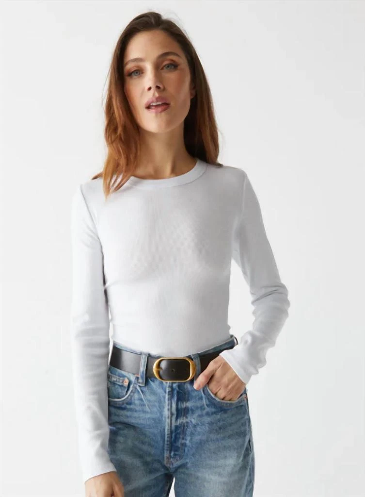 Michael Stars Long Sleeve Tee Top In White 3