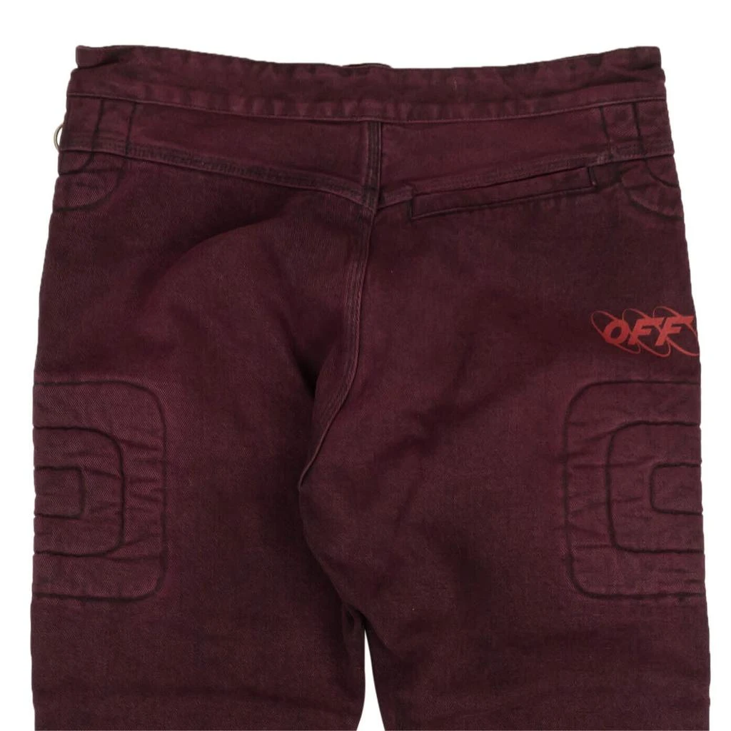 Off-White Maroon Logo 5 Pocket Jeans 4
