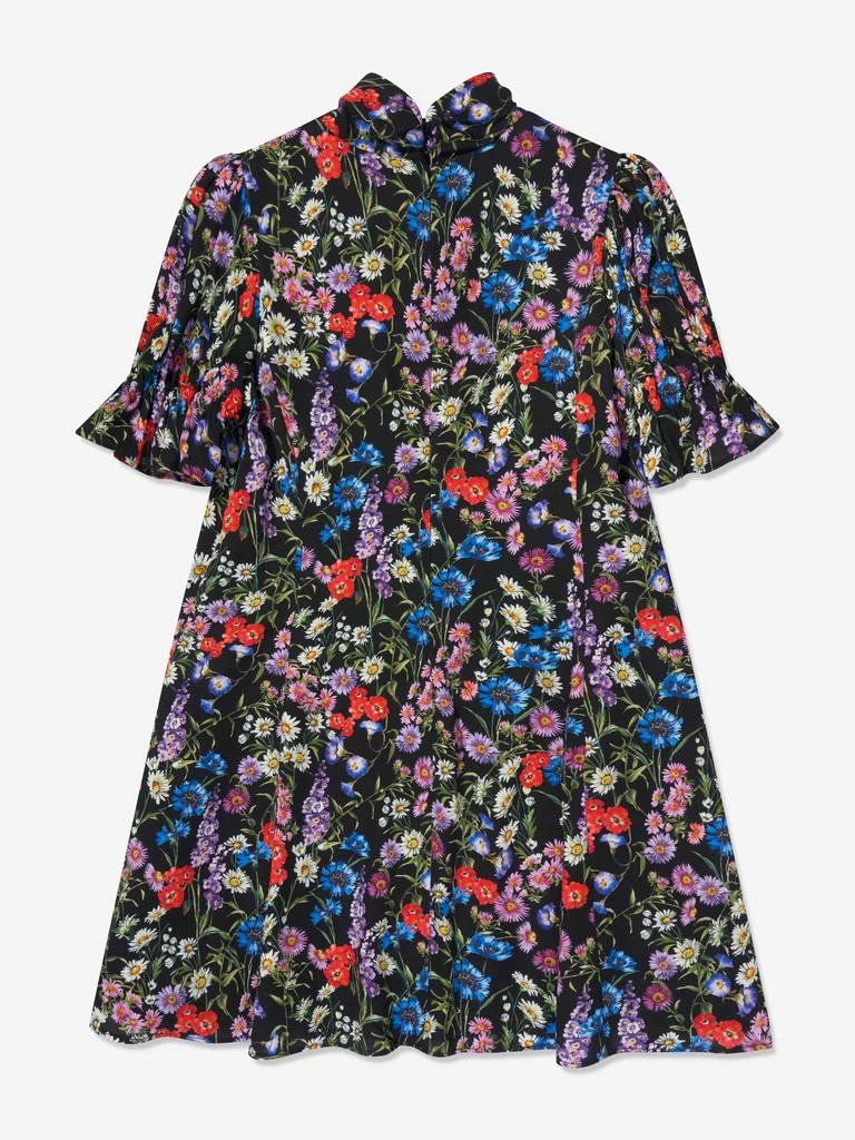 Dolce & Gabbana Dolce & Gabbana Girls Silk Wildflowers Dress in Black 2