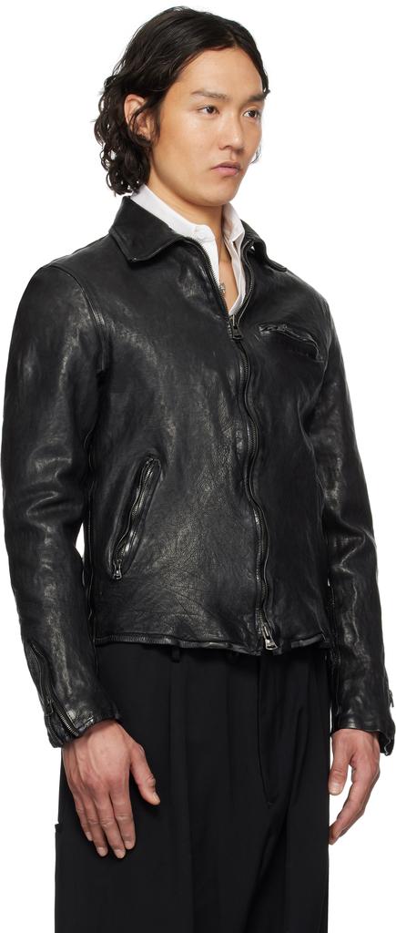 Shop Black Backlash Edition Calf Single Riders Leather Jacket on