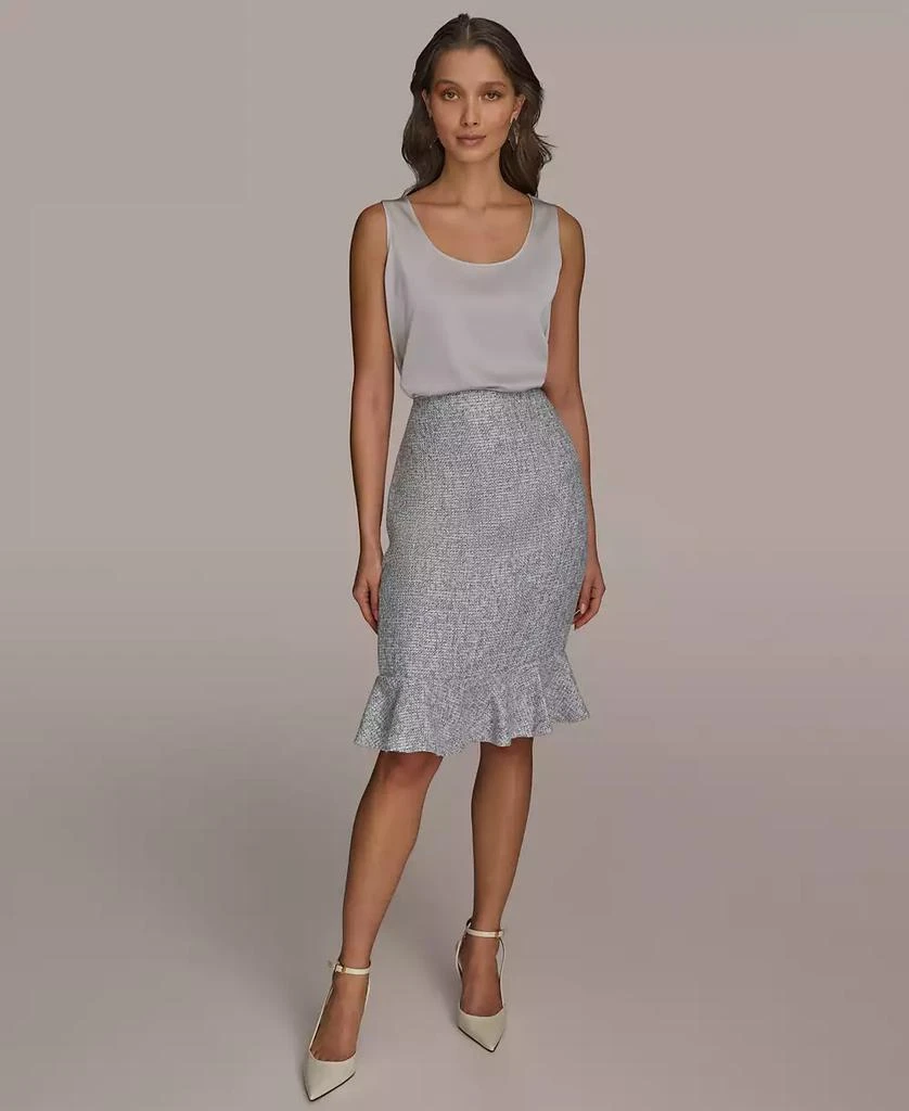 Donna Karan Women's Tweed Ruffle Hem Skirt, Regular & Petite 5