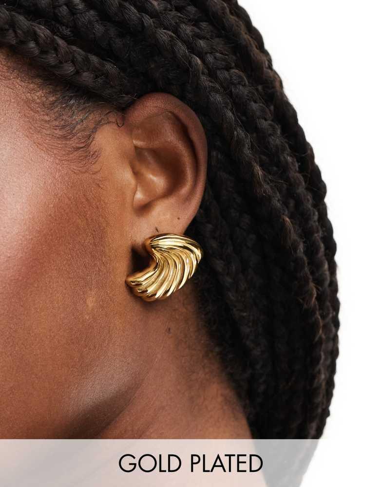 8 Other Reasons 8 Other Reasons 18k gold plated stainless steel oversized wave stud earrings