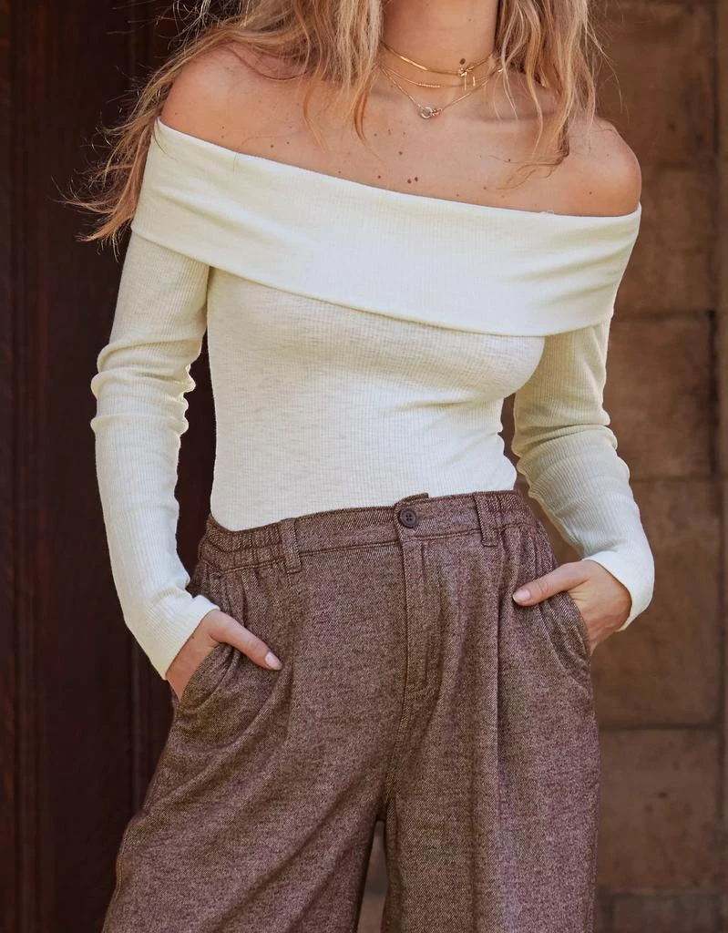 Aerie Aerie Long Sleeve Off The Shoulder Bodysuit 7