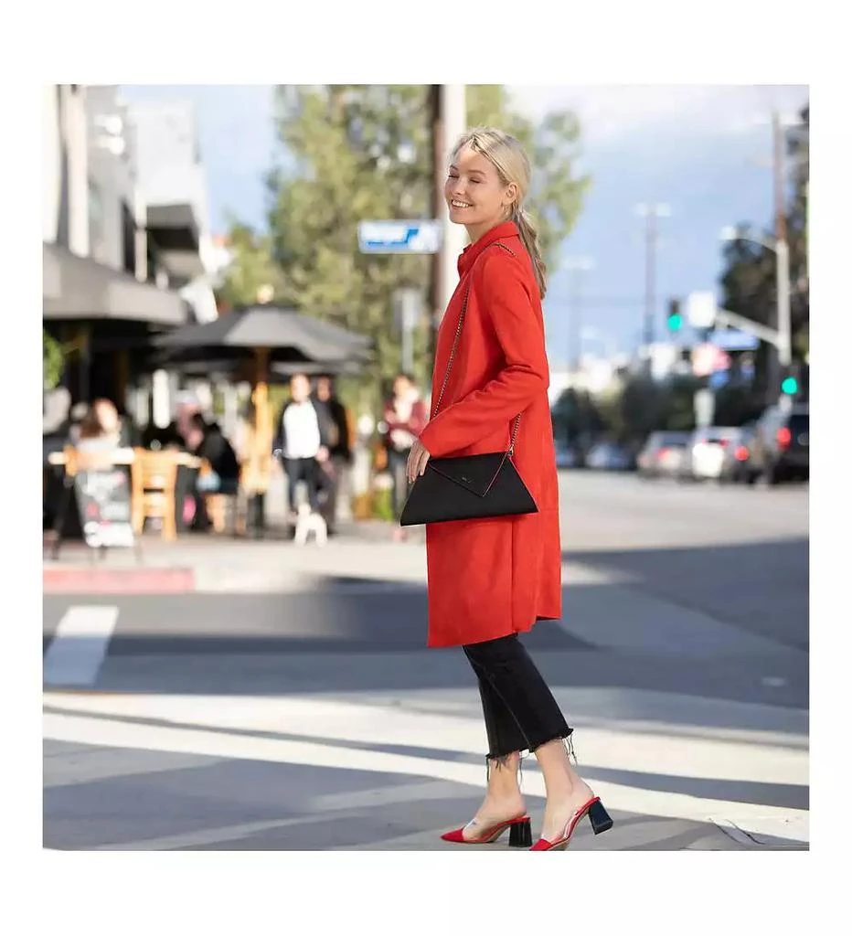 SUSU Black Leather Clutch Bag Unique Evening Purse Women's Handbag 5