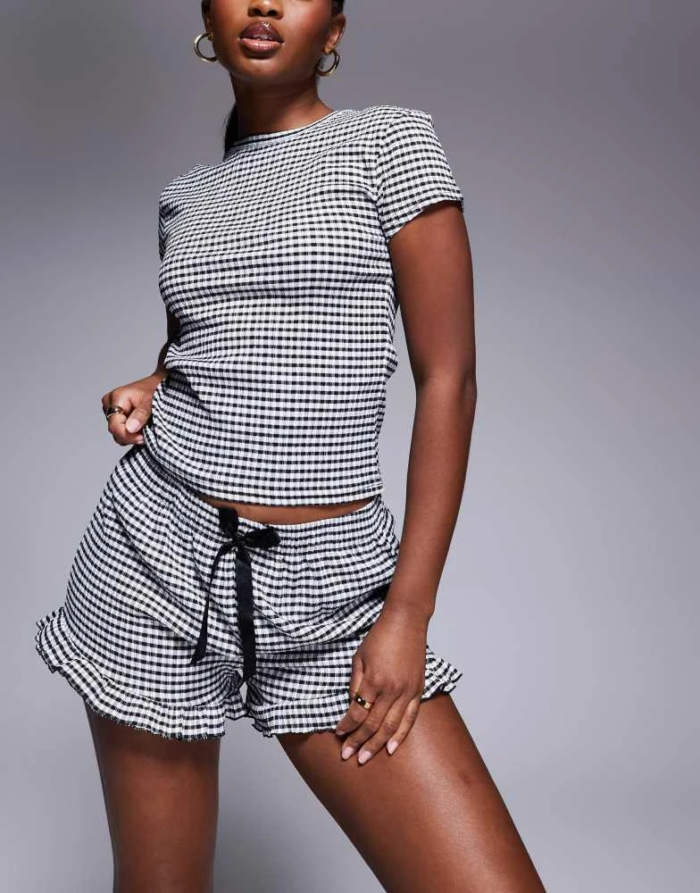 River Island River Island gingham cropped tee and short set in
