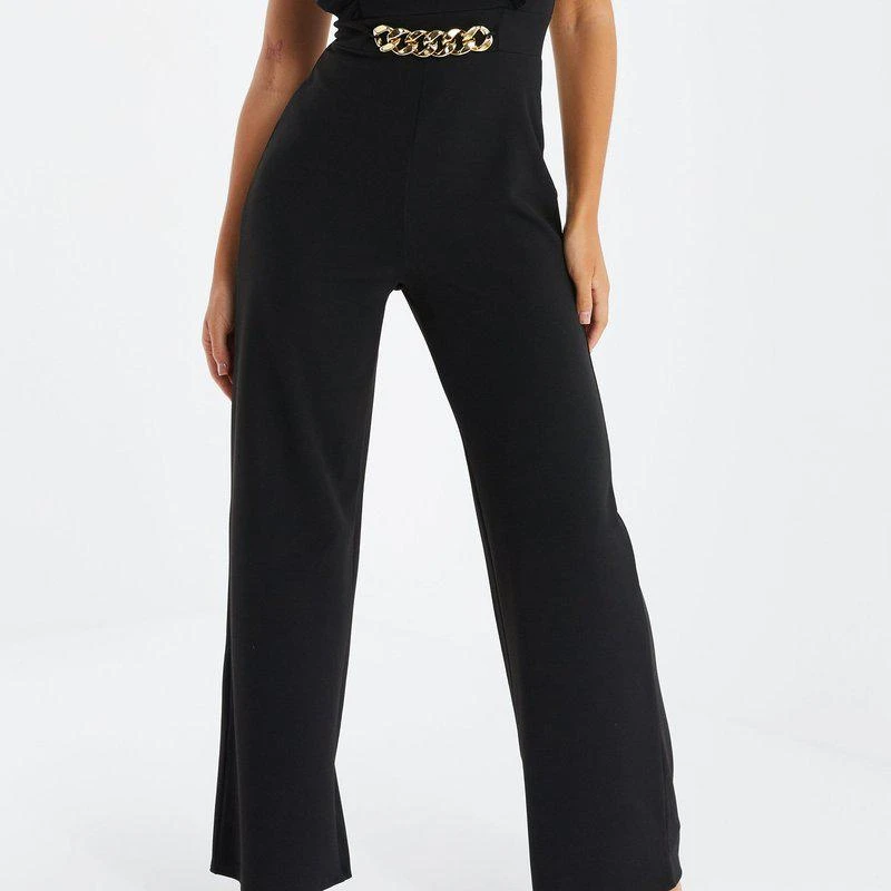 QUIZ Scuba Crepe Chain front Frill Jumpsuit 1